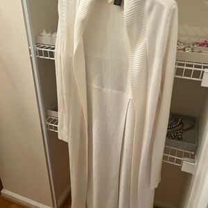 From White House Black Market an elegant creamy white open/ front cardigan